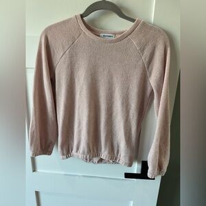 Old Navy Plush-Knit Hi-Lo Sweater Pink Girls Size L 10/12 Chenille Ribbed Soft